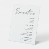 Modern Heart Calligraphy Wedding Desserts Menu Reclamebord Met Voetstuk (Voorkant)
