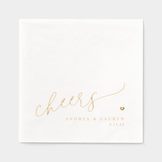 Modern Heart Cheers Wedding Folie Servetten (Voorkant)