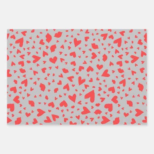 Modern Heart Confetti Valentijnse Trio Inpakpapier Vel (Voorkant 2)