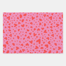 Modern Heart Confetti Valentijnse Trio Inpakpapier Vel