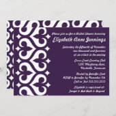 Modern Heart Fleur de Lis Bridal Shower Kaart (Voorkant / Achterkant)