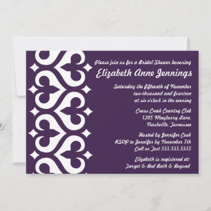 Modern Heart Fleur de Lis Bridal Shower Kaart