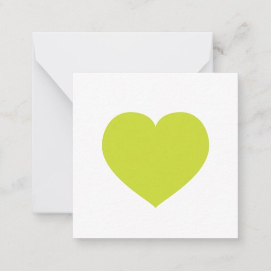 Modern Heart Gift Label Love Note Lime Green Notitiekaartje (Voorkant)