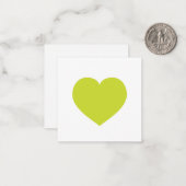 Modern Heart Gift Label Love Note Lime Green Notitiekaartje (Voorkant / Achterkant in situ)