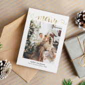 Modern Heart Gold Merry Script Foto Kerstmis Feestdagenkaart