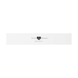 Modern Heart Invitation Belly Band-zwart en wit Uitnodigingen Wikkel