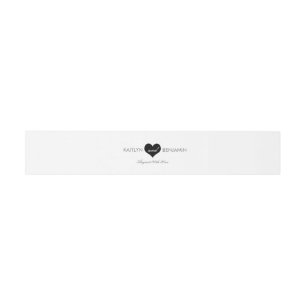 Modern Heart Invitation Belly Band-zwart en wit Uitnodigingen Wikkel