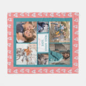 Modern Heart Love Pink Photo Collage Grandma Fleece Deken (Voorkant (Horizontaal))