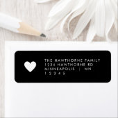 Modern Heart Minimal Black Chic Stuur Love Adres Etiket (Insitu)