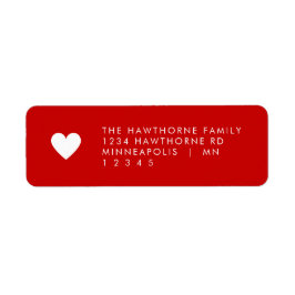 Modern Heart Minimal Red Simple Send Love Adres Etiket
