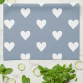 Modern Heart Pattern Dusty Blue Theedoek (Gevouwen)