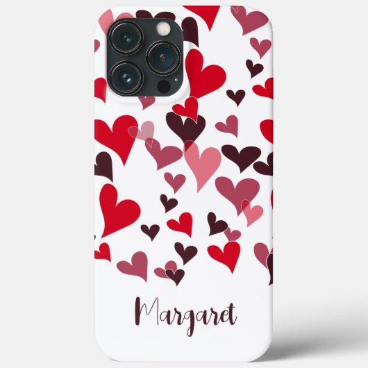 Modern Heart Pattern Monogram Meisly Stylish Case-Mate iPhone Case (Achterkant)