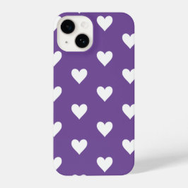 Modern Heart Pattern Paars White iPhone 14 Hoesje