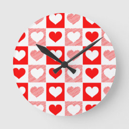 Modern Heart Pattern Wall Clock - Red and Pink Ronde Klok