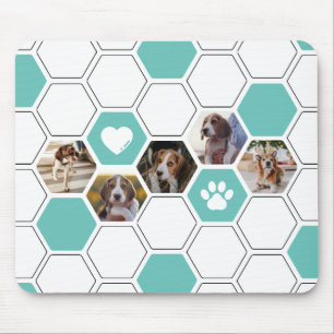 Modern Heart Paw Dog Foto Geometrisch Blauwgroen U Muismat