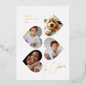 Modern Heart Photo Collage Folie Feestdagenkaart (Voorkant)