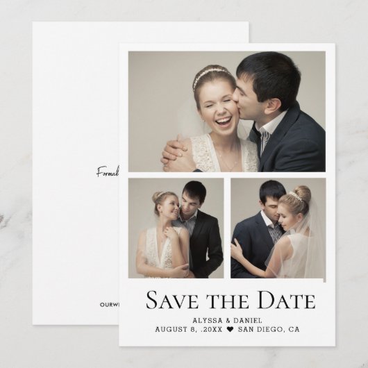 Modern Heart  Photo Collage grid wedding Bedankkaart (Voorkant / Achterkant)