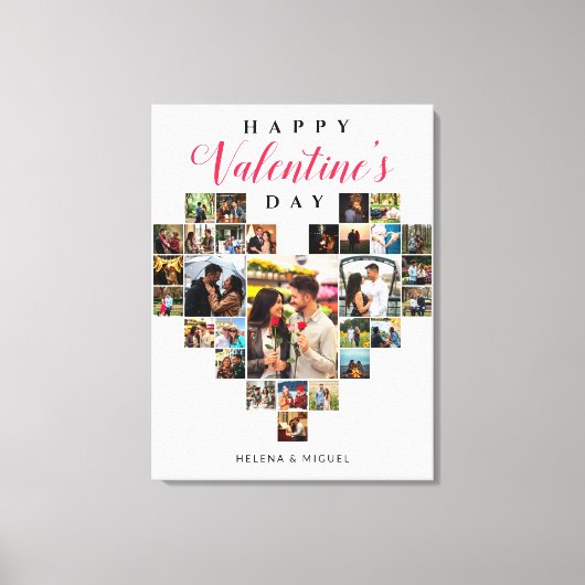 Modern Heart Photo Collage Valentijnsdag Gift Canvas Afdruk (Voorkant)