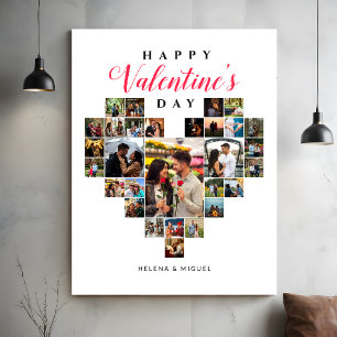 Modern Heart Photo Collage Valentijnsdag Gift Canvas Afdruk