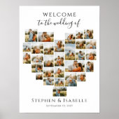 Modern Heart Photo Collage Wedding Welcome Poster (Voorkant)