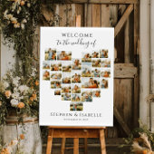 Modern Heart Photo Collage Wedding Welcome Poster
