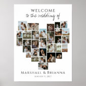 Modern Heart Photo Collage Wedding Welcome Poster (Voorkant)