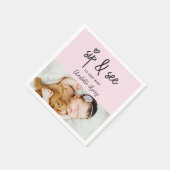 Modern heart Pink Sip & See Custom Baby Girl Photo Servet (Hoek)