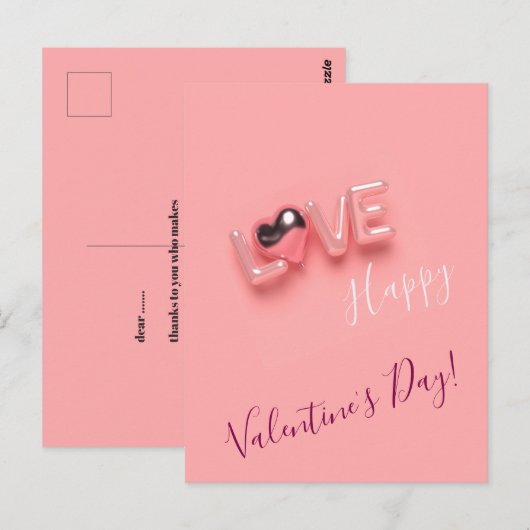  MODERN  HEART PINK VALENTINES DAY   BRIEFKAART (Voorkant / Achterkant)