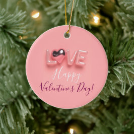 MODERN  HEART PINK VALENTINES DAY   KERAMISCH ORNAMENT