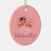  MODERN  HEART PINK VALENTINES DAY   KERAMISCH ORNAMENT (Rechts)