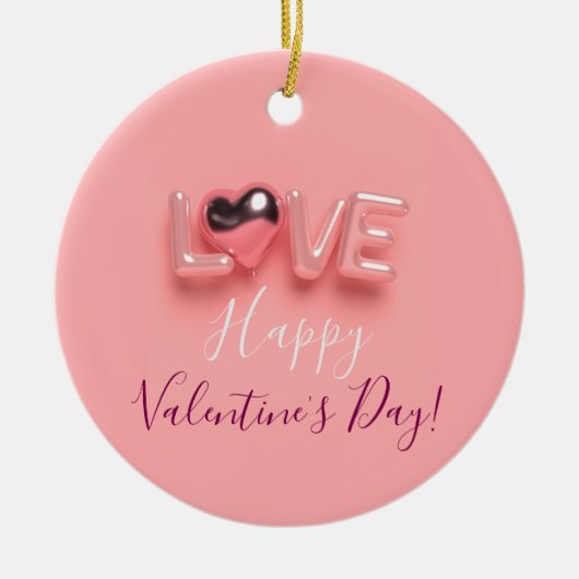  MODERN  HEART PINK VALENTINES DAY   KERAMISCH ORNAMENT (Voorkant)