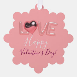  MODERN  HEART PINK VALENTINES DAY   ORNAMENT KAART