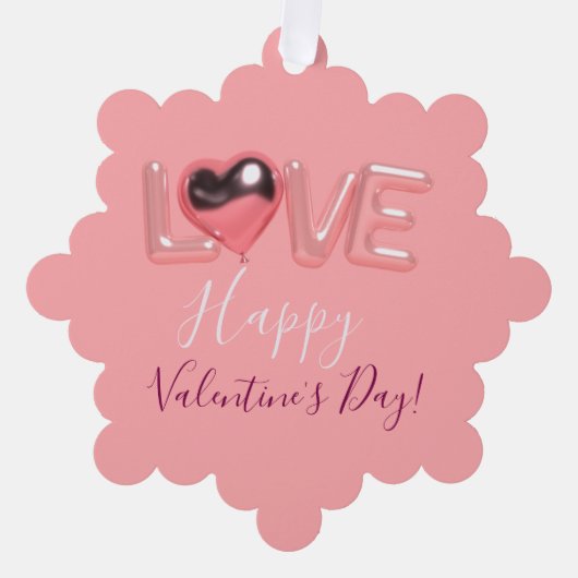  MODERN  HEART PINK VALENTINES DAY   ORNAMENT KAART (Voorkant)