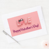  MODERN  HEART PINK VALENTINES DAY   RECHTHOEKIGE STICKER (Envelop)