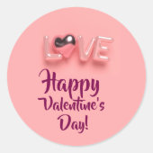  MODERN  HEART PINK VALENTINES DAY   RONDE STICKER (Voorkant)