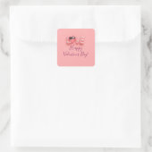 MODERN HEART PINK VALENTINES DAY VIERKANTE STICKER (Tas)