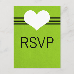 Modern Heart RSVP Briefkaart, groen Uitnodiging Briefkaart