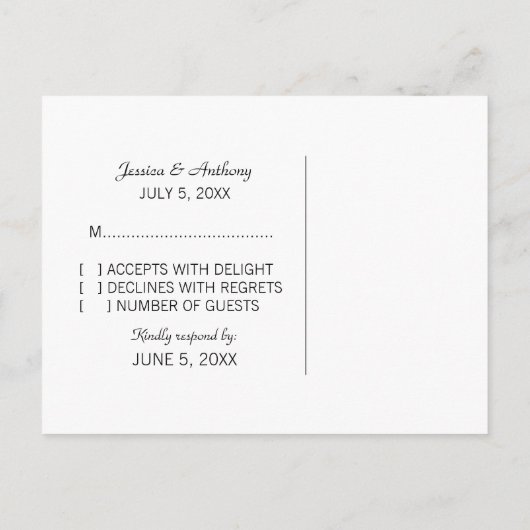 Modern Heart RSVP Briefkaart, Roze Uitnodiging Briefkaart (Achterkant)