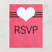 Modern Heart RSVP Briefkaart, Roze Uitnodiging Briefkaart (Voorkant)