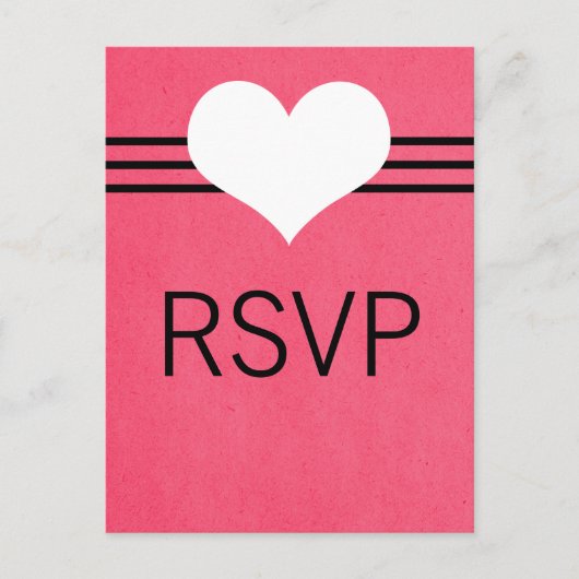 Modern Heart RSVP Briefkaart, Roze Uitnodiging Briefkaart (Voorkant)