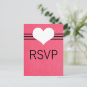 Modern Heart RSVP Briefkaart, Roze Uitnodiging Briefkaart (Staand voorkant)