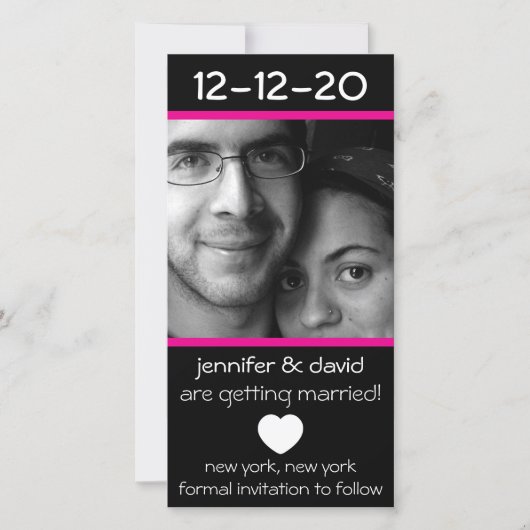 Modern Heart Save The Dates (Magenta Roze) Date (Voorkant)