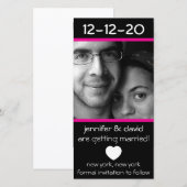 Modern Heart Save The Dates (Magenta Roze) Date (Voorkant / Achterkant)