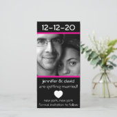 Modern Heart Save The Dates (Magenta Roze) Date (Staand voorkant)