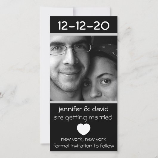 Modern Heart Save The Dates (Zilver) Date (Voorkant)