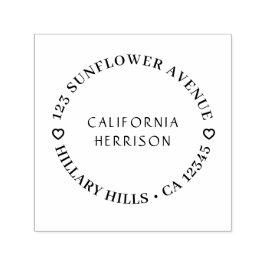 Modern Heart | Script Cute Round Return Address Zelfinktende Stempel