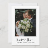 Modern Heart Script Photo Wedding Thank You Card Bedankkaart (Voorkant)
