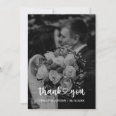 Modern Heart Script Photo Wedding Wedding  Bedankkaart (Voorkant)