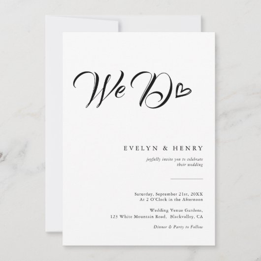 Modern Heart Script Typography We Do Wedding Kaart (Voorkant)
