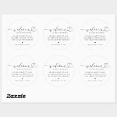 Modern Heart Script Wedding Welkom Hotel Gift Bag Ronde Sticker (Vel)